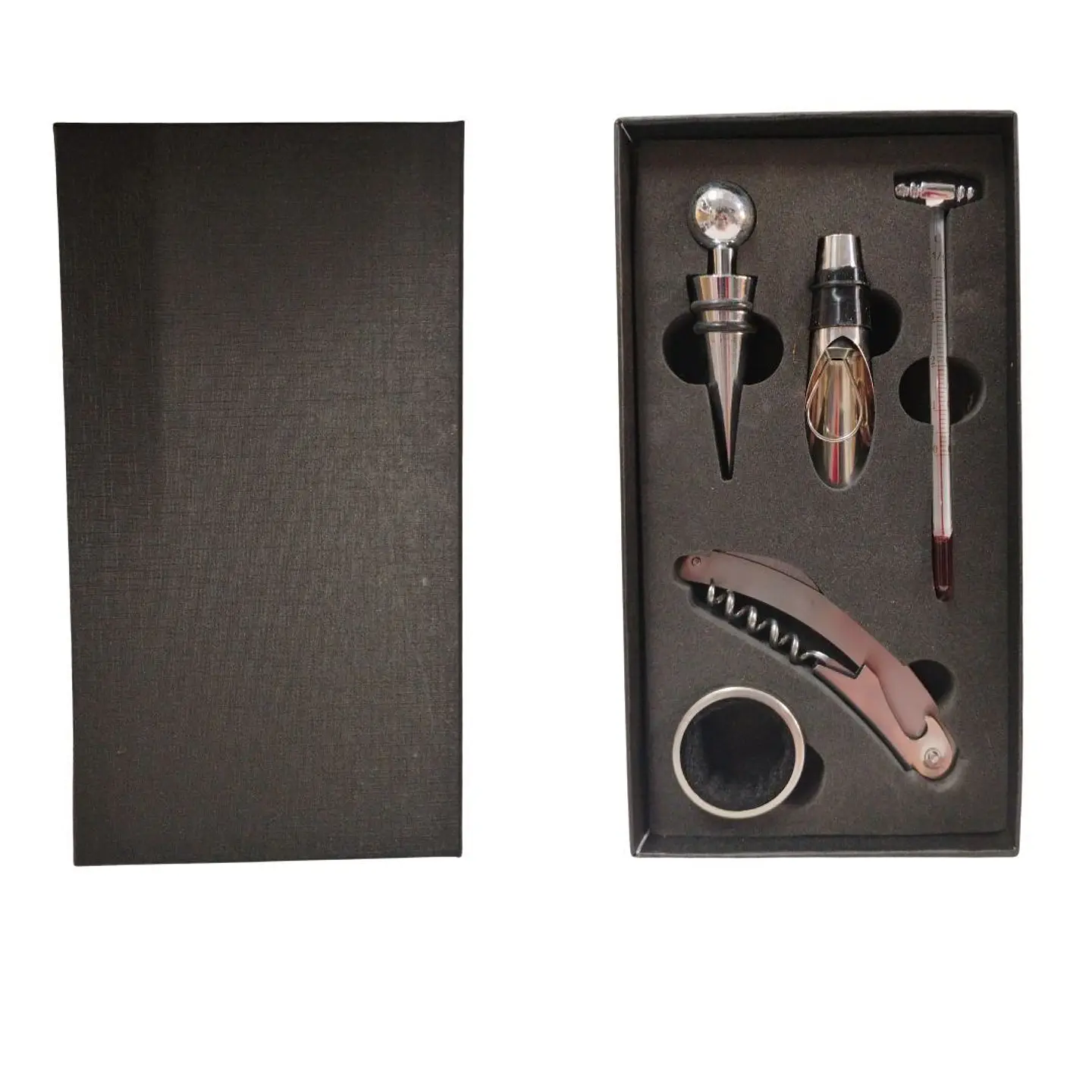 Set De Vino En Caja De 5 Piezas Sacacorchos Termómetro 2