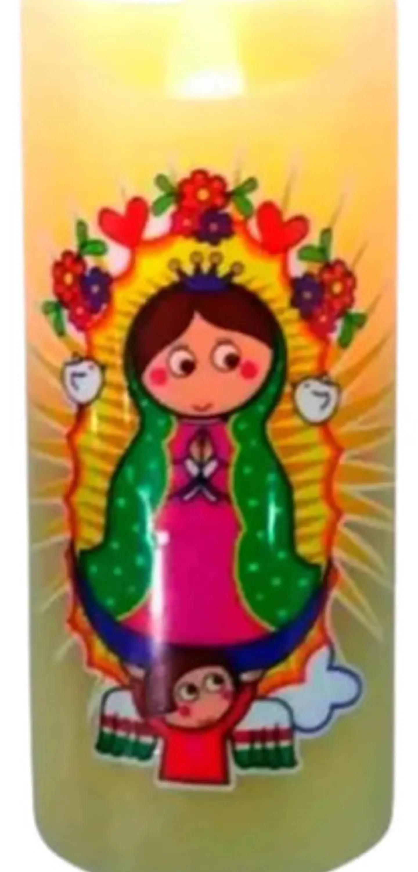 Vela De Parafina Con Virgen De Guadalupe Material + Obsequio 1
