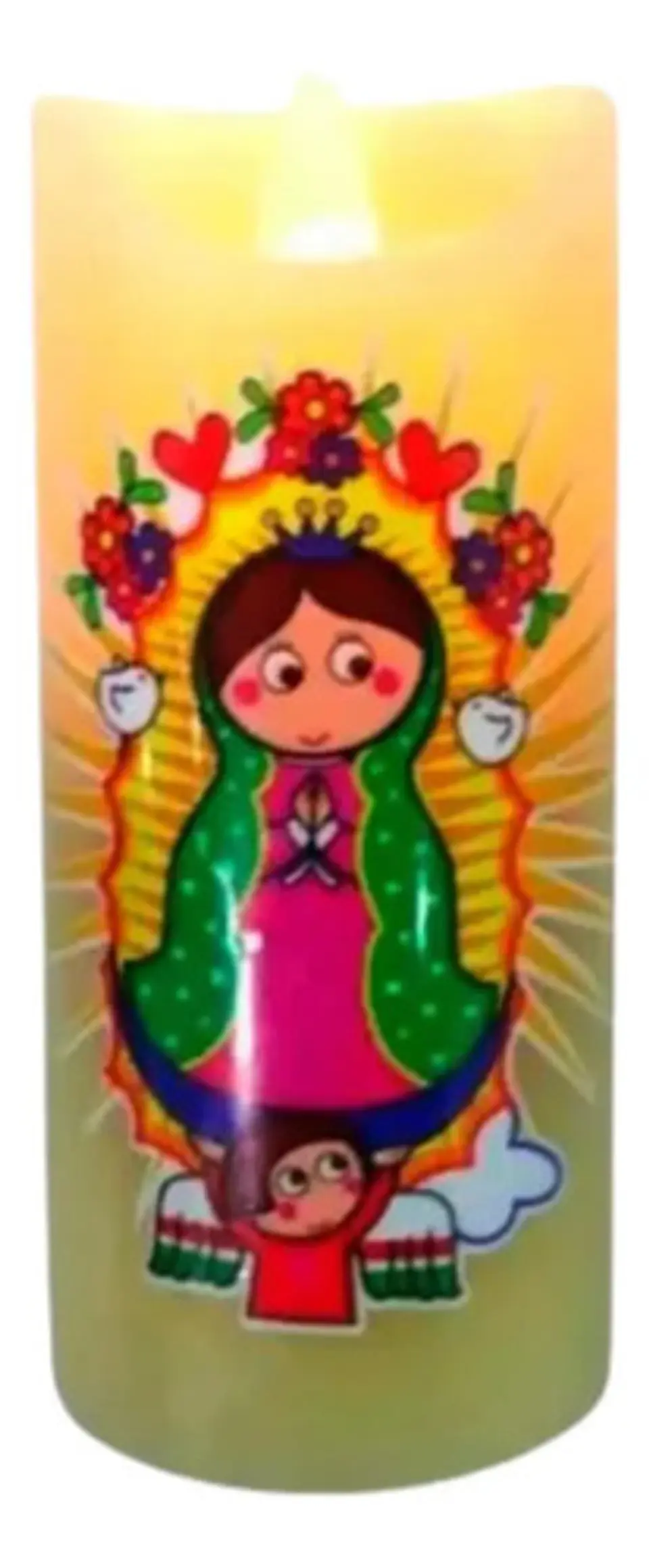 Vela De Parafina Con Virgen De Guadalupe Material + Obsequio 1