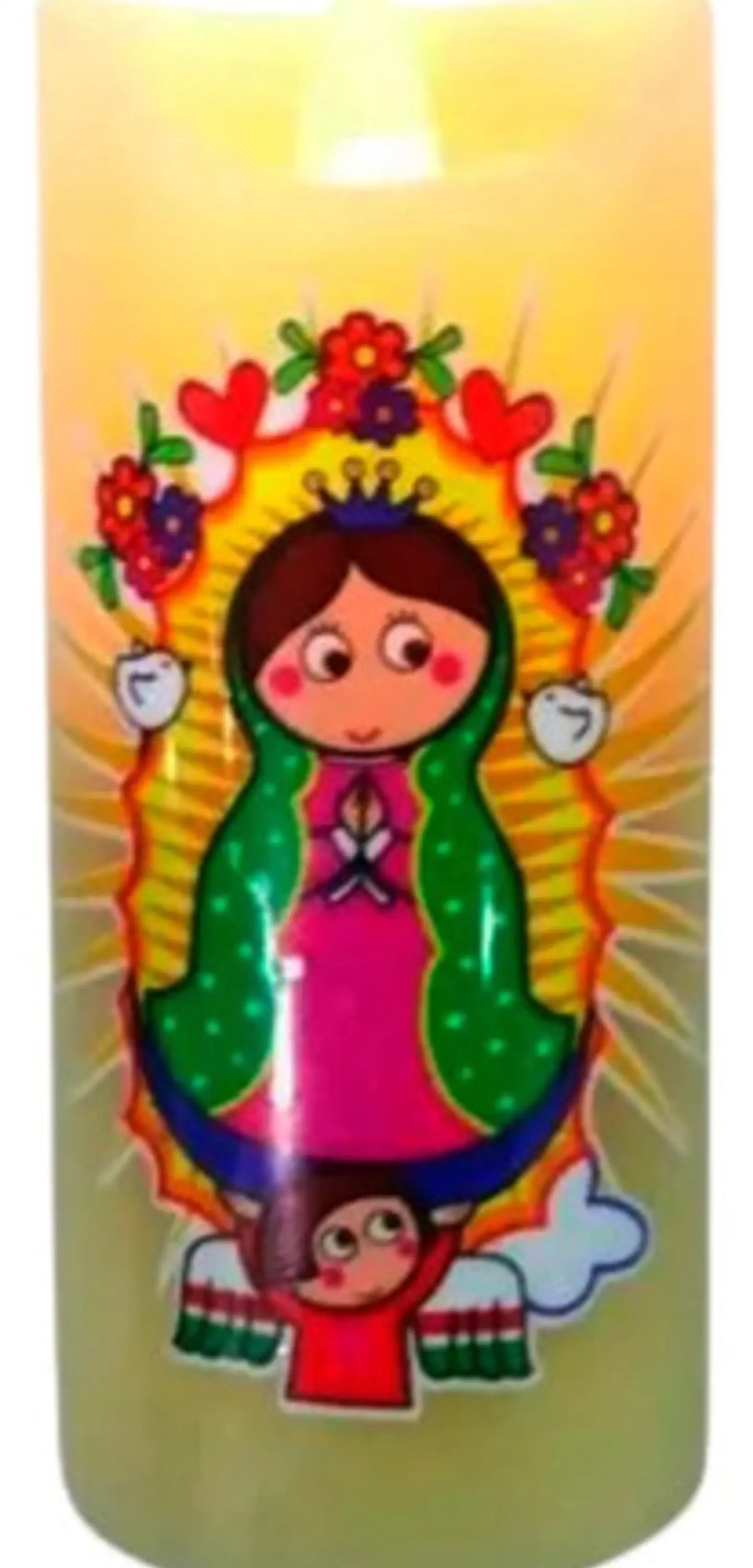 Vela De Parafina Con Virgen De Guadalupe Material + Obsequio 2