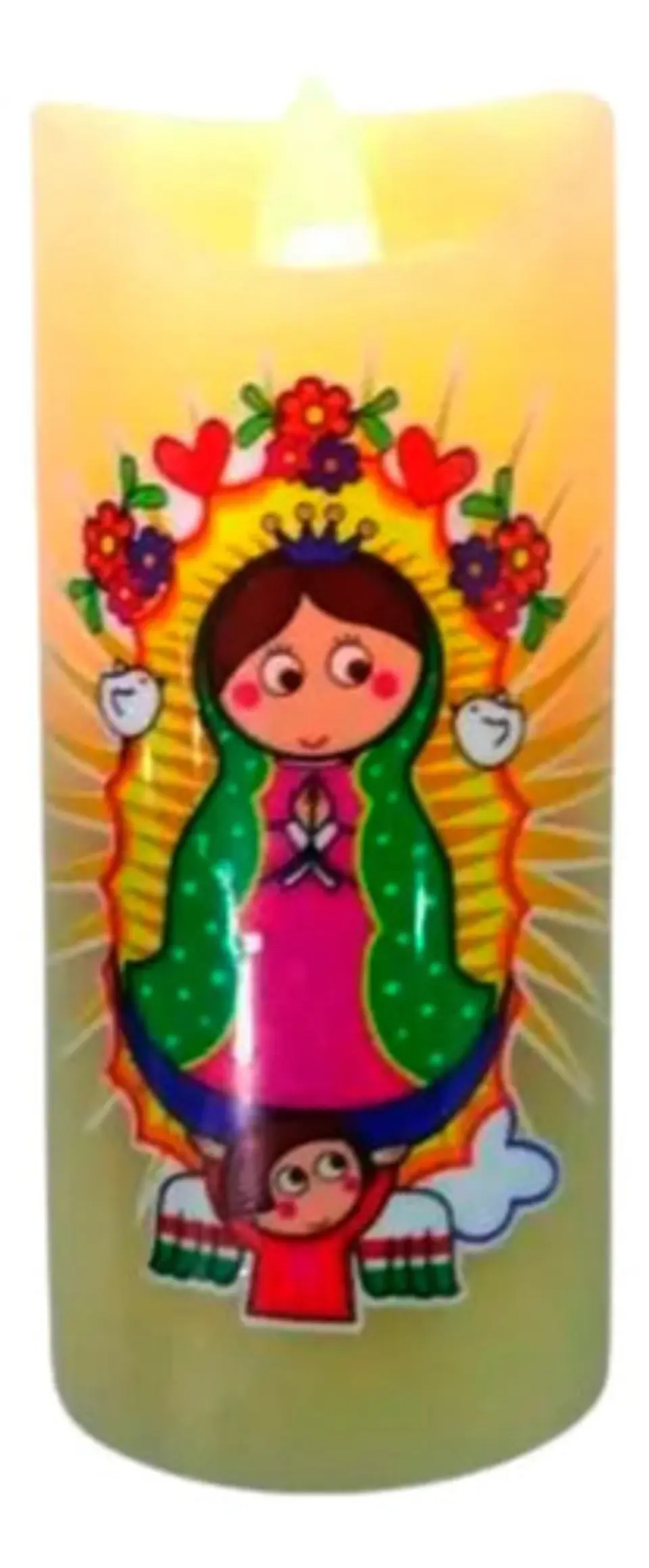 Vela De Parafina Con Virgen De Guadalupe Material + Obsequio 2