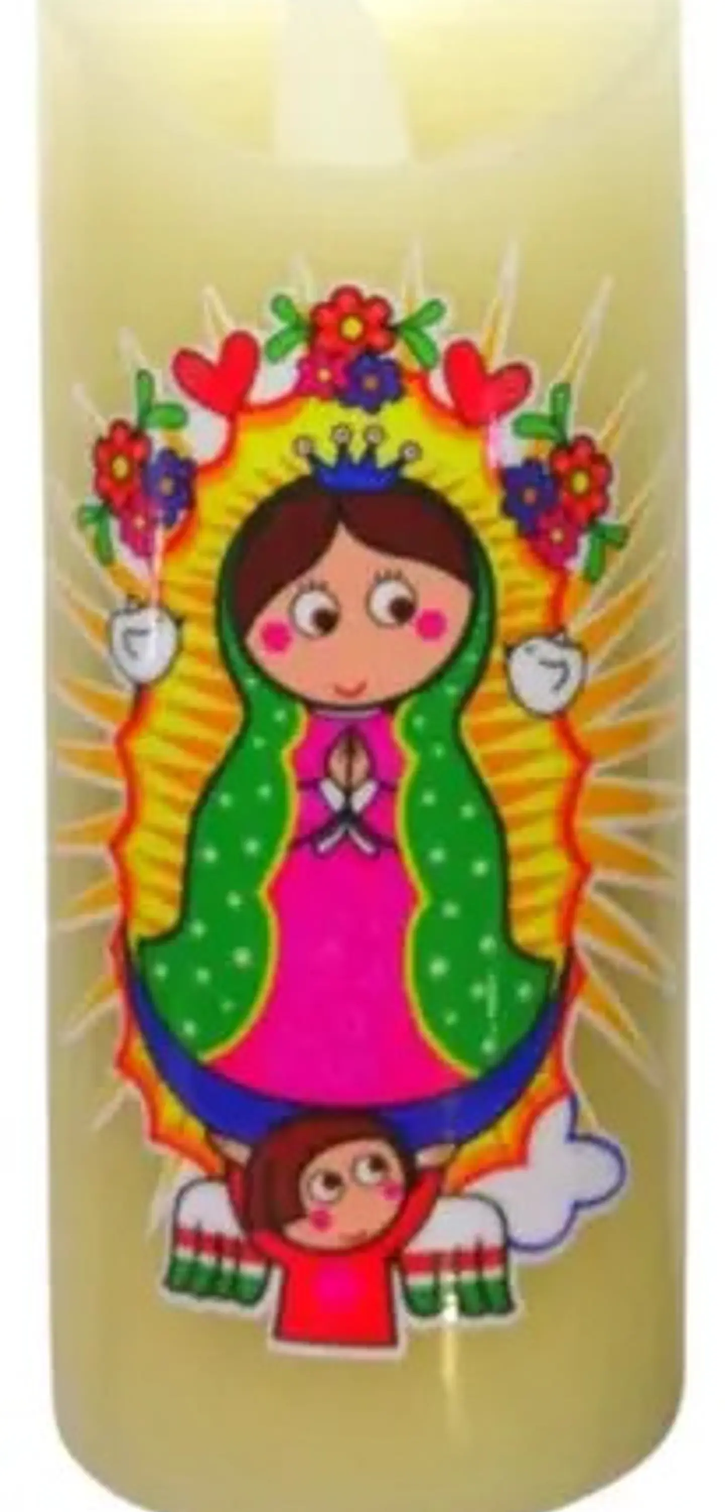 Vela De Parafina Con Virgen De Guadalupe Material + Obsequio 3