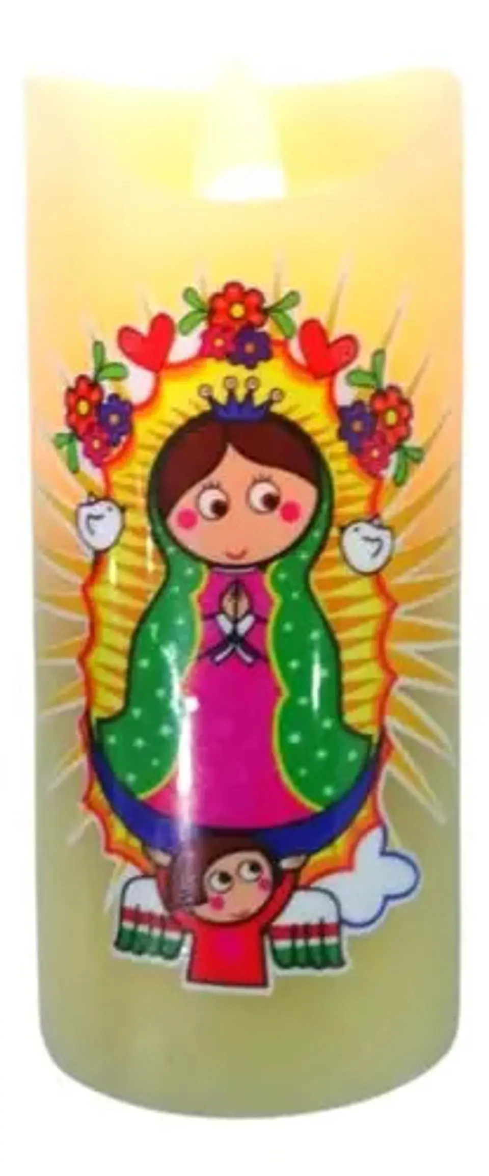 Vela De Parafina Con Virgen De Guadalupe Material + Obsequio 4