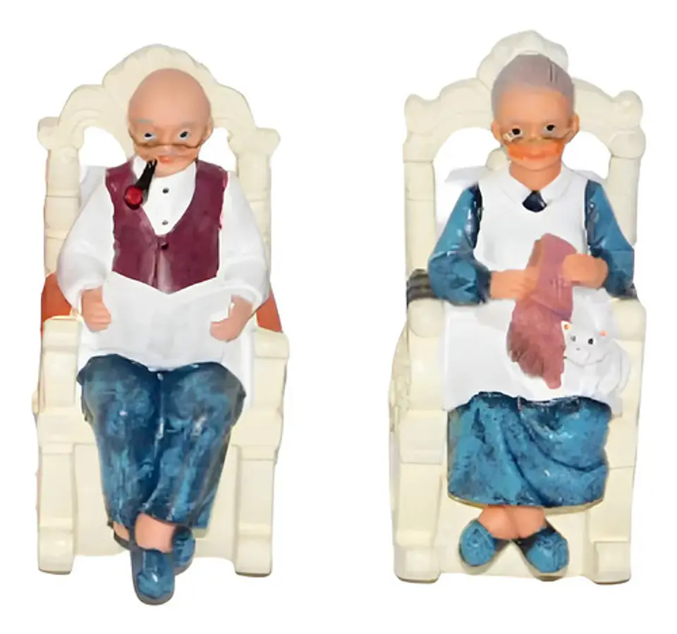 Dos Estatuas Adornos Abuelos Ceramicas   1