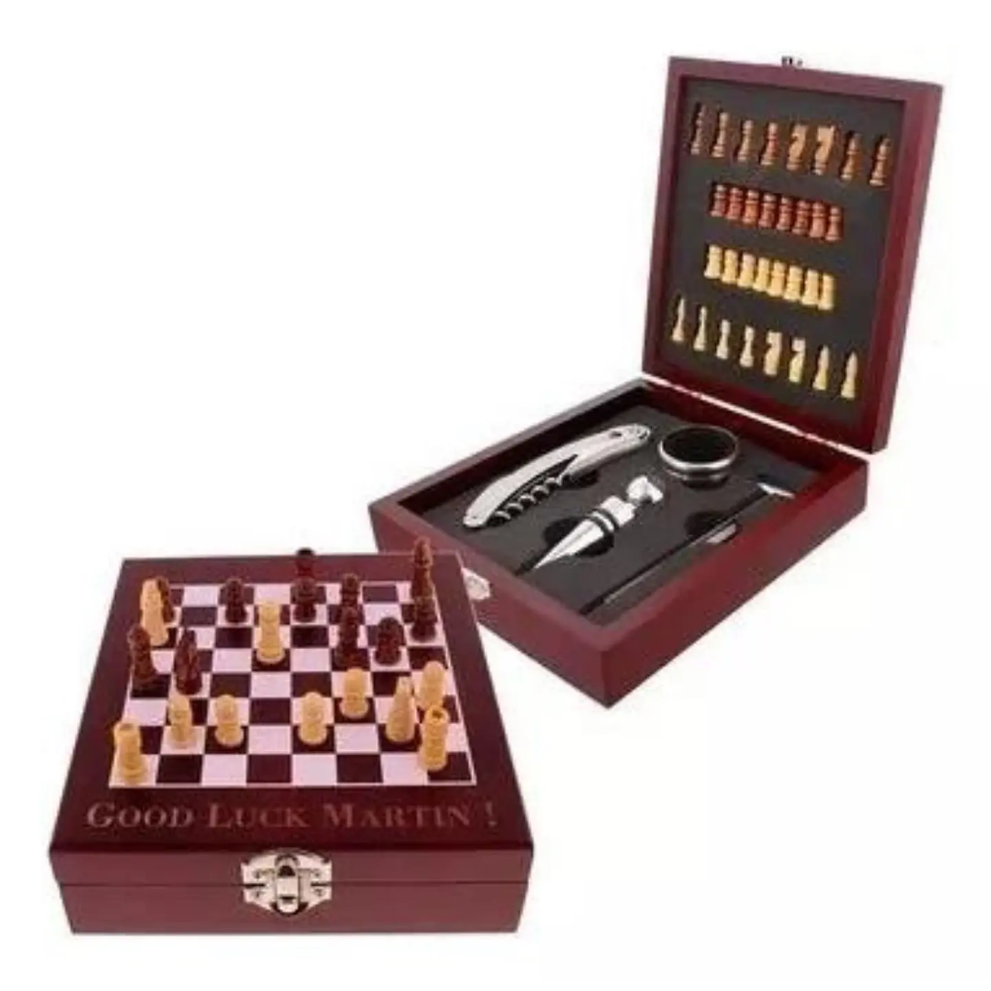 Ajedrez Caja Vino Sacacorchos Destapador Botellas 4