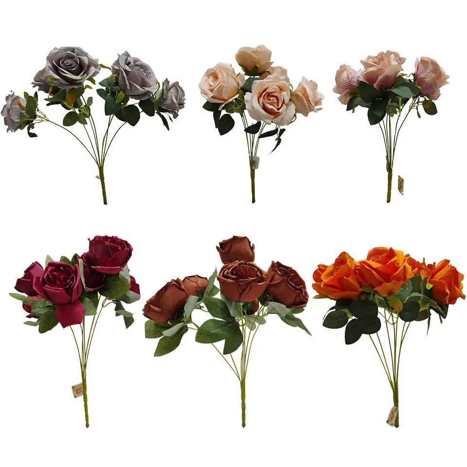 Matas Rosas Colores Vivos Flores Artificiales Decoración 1