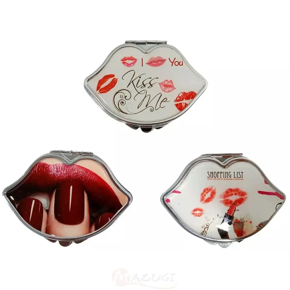 Espejo De Bolsillo Redondo 2und Diseño Besos Labios 1