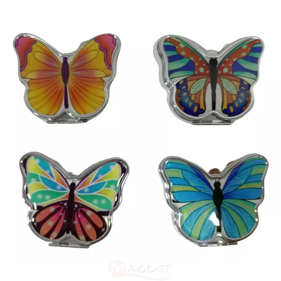 Espejo Mariposa Plateado Con Aumento Portátil De Bolsillo 1