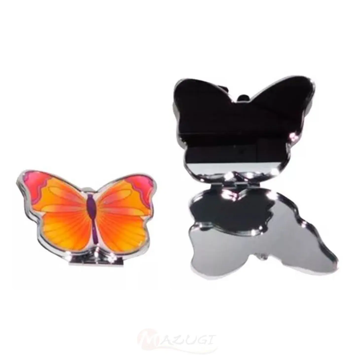 Espejo Mariposa Plateado Con Aumento Portátil De Bolsillo 3