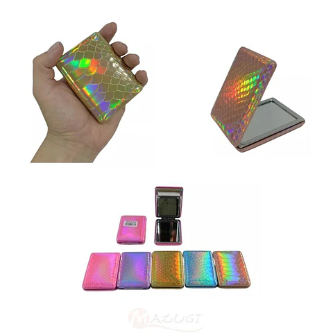 Espejo Rectangular Tornasol Con Aumento Portátil De Bolsillo
