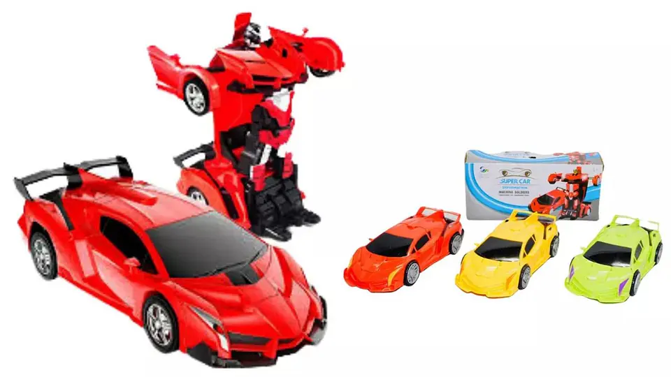 Carro Auto Transformable Robot Sonidos Movimiento Luces 1