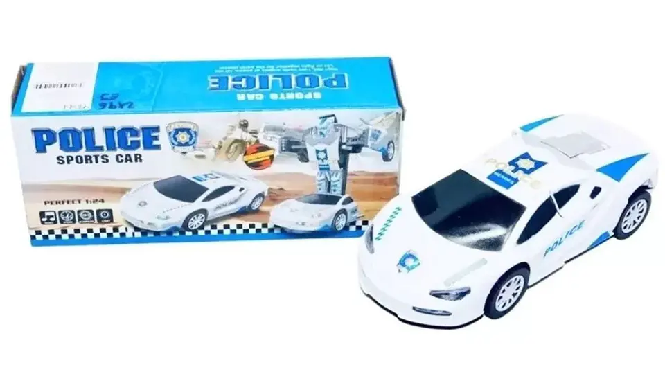 Carro Policía Robot Transformable Movimientos Luces Sonidos 3