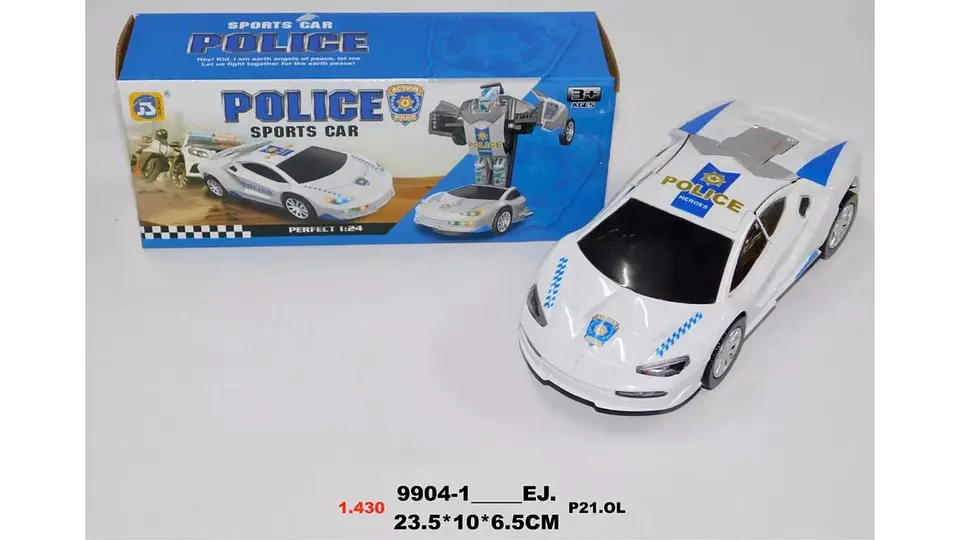 Carro Policía Robot Transformable Movimientos Luces Sonidos 4