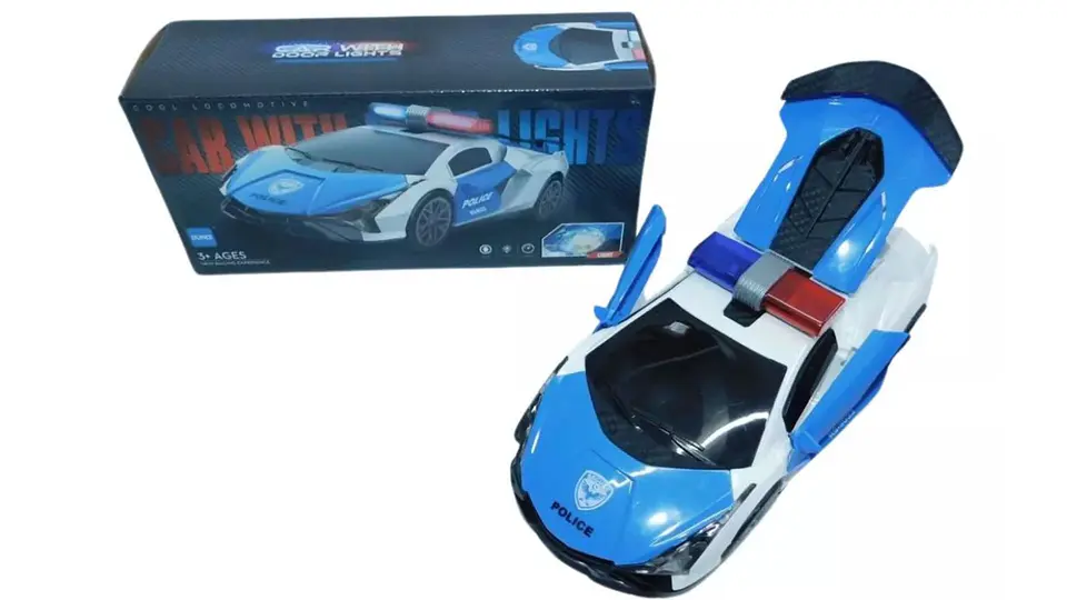 Carro Police Auto Coche Regalo Abre Puertas Luces Movimineto 3