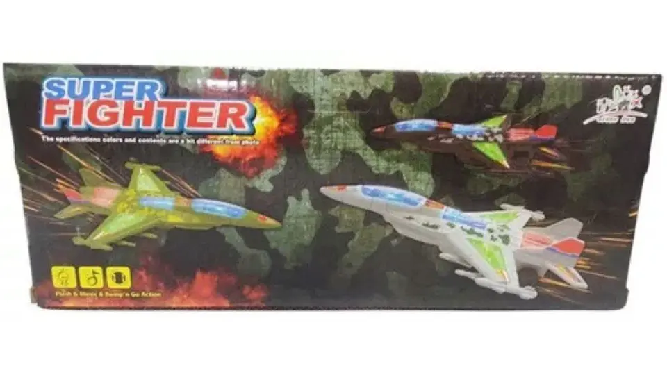 Avión Militar Movimientos Música Luces Niños Juguete 3