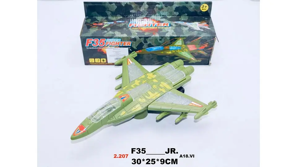 Avión Militar Movimientos Música Luces Niños Juguete 4