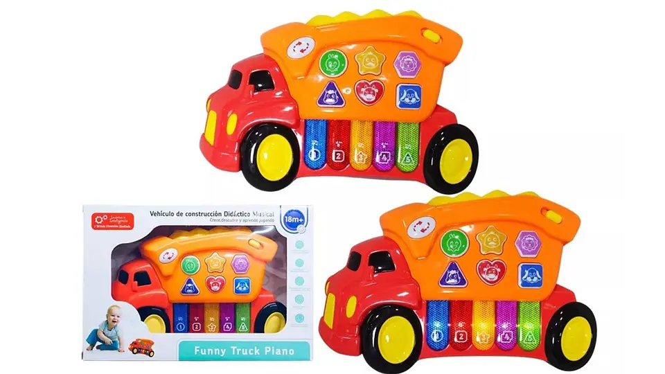 Piano Para Niños Diseño Volqueta Sonidos De Animales Luces 1