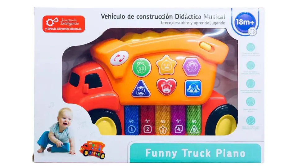 Piano Para Niños Diseño Volqueta Sonidos De Animales Luces 3
