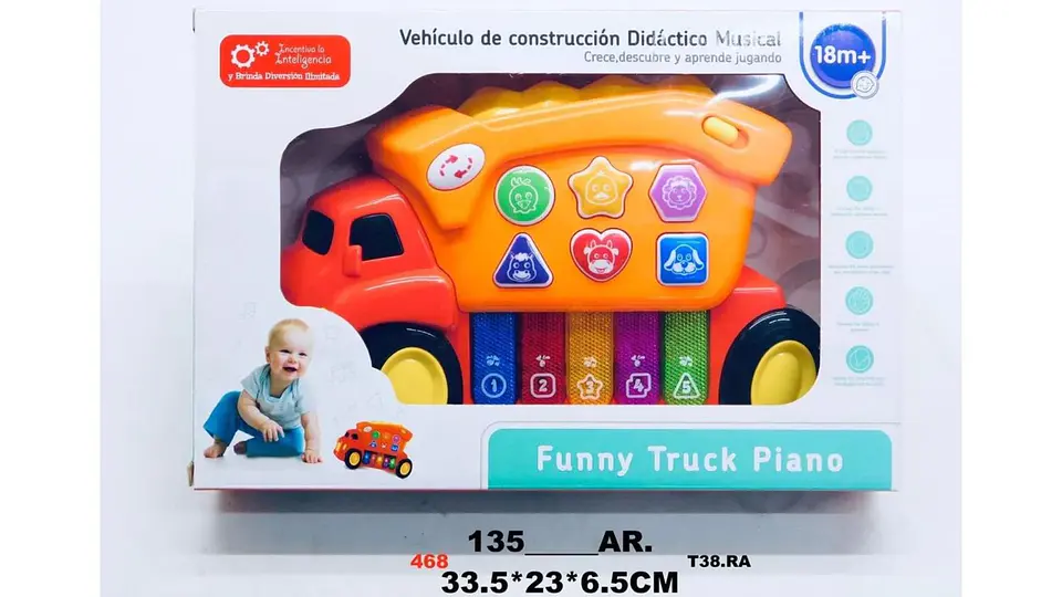 Piano Para Niños Diseño Volqueta Sonidos De Animales Luces 4