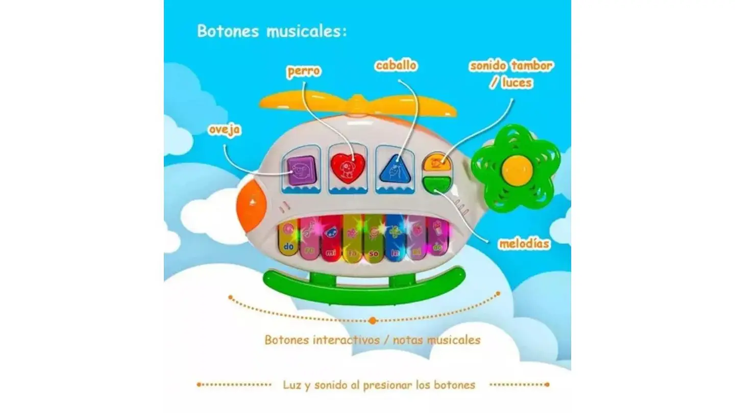 Piano Organeta Helicóptero Avión Animales Nota Musicales 5