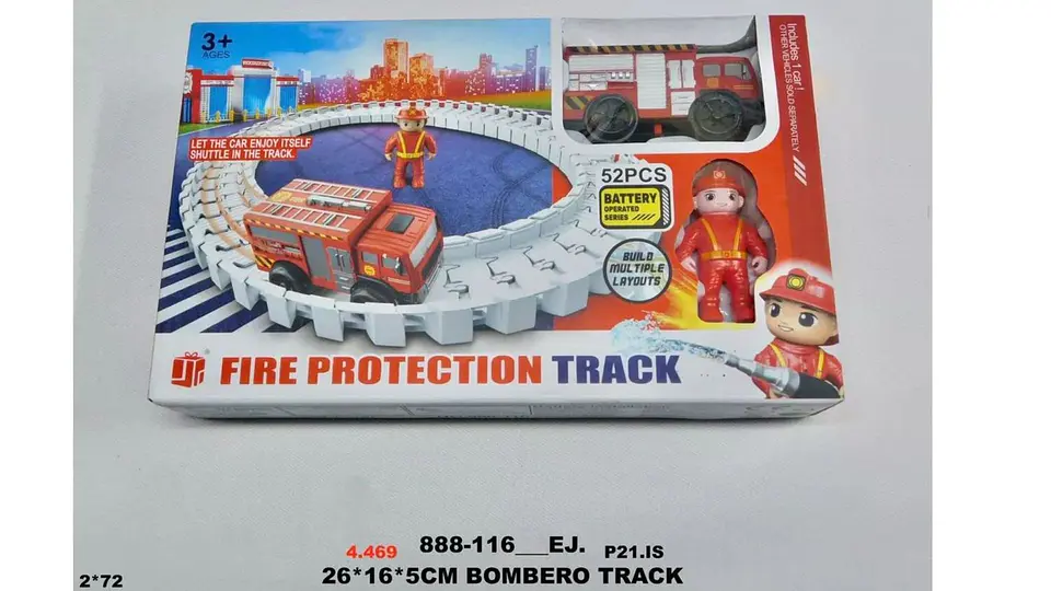 Camión Bomberos Track Pista Juguete Carro 52 Pcs 3