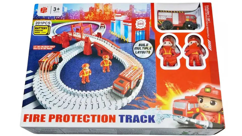 Camión Bomberos Track 201 Pcs Pista Juguete Carro 1