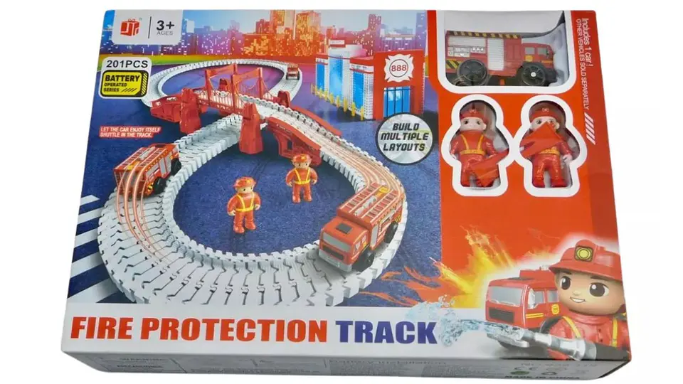 Camión Bomberos Track 201 Pcs Pista Juguete Carro 2