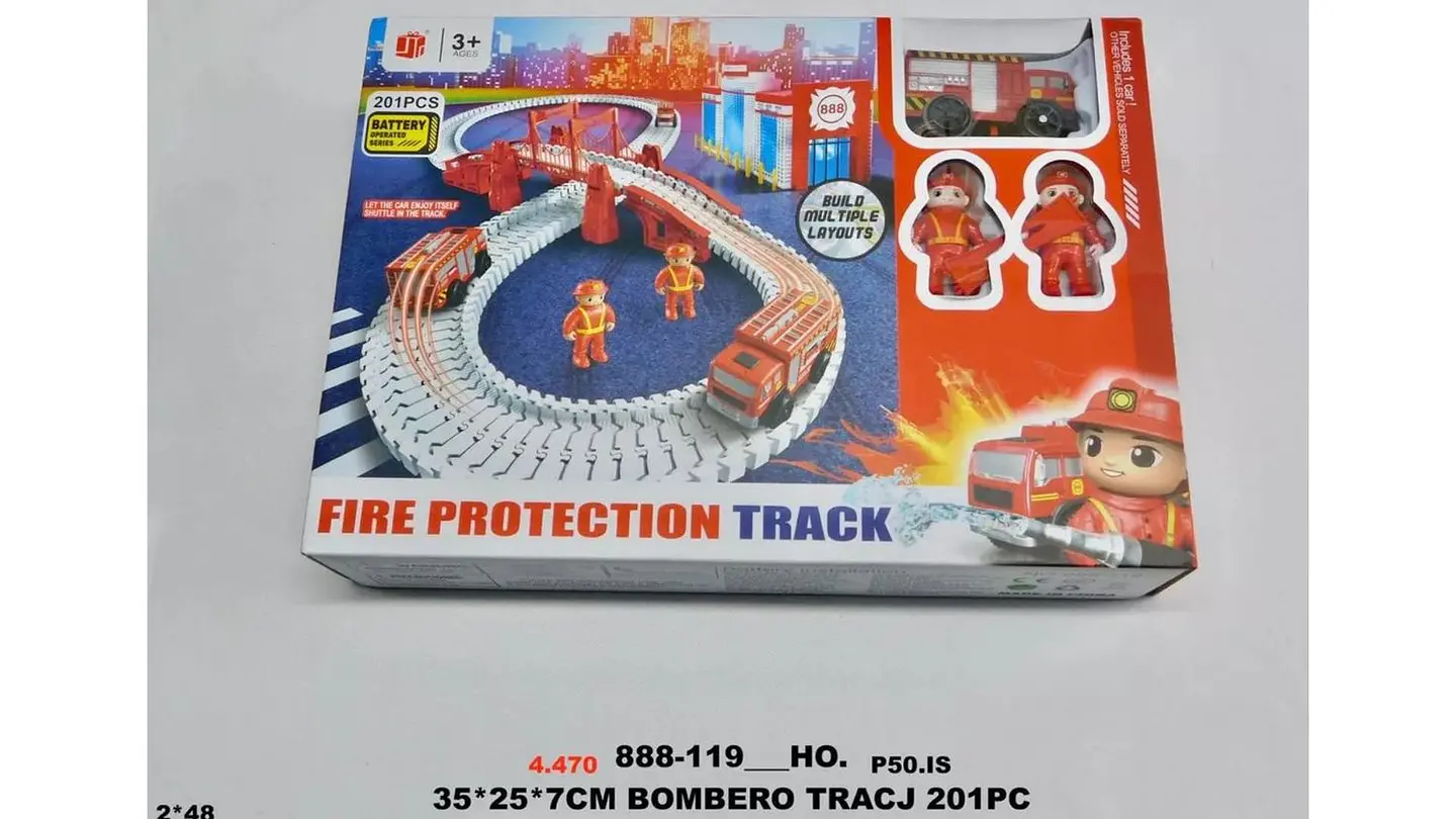 Camión Bomberos Track 201 Pcs Pista Juguete Carro 3