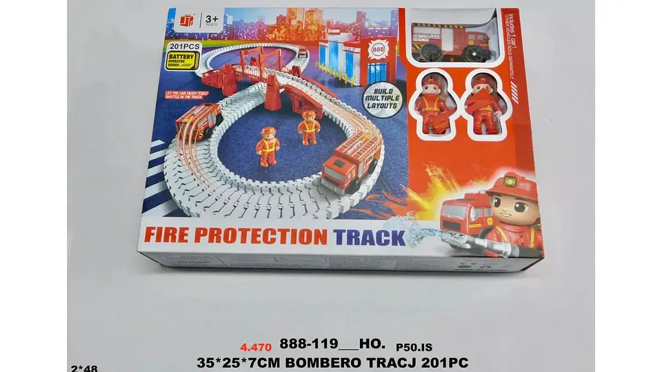 Camión Bomberos Track 201 Pcs Pista Juguete Carro 3