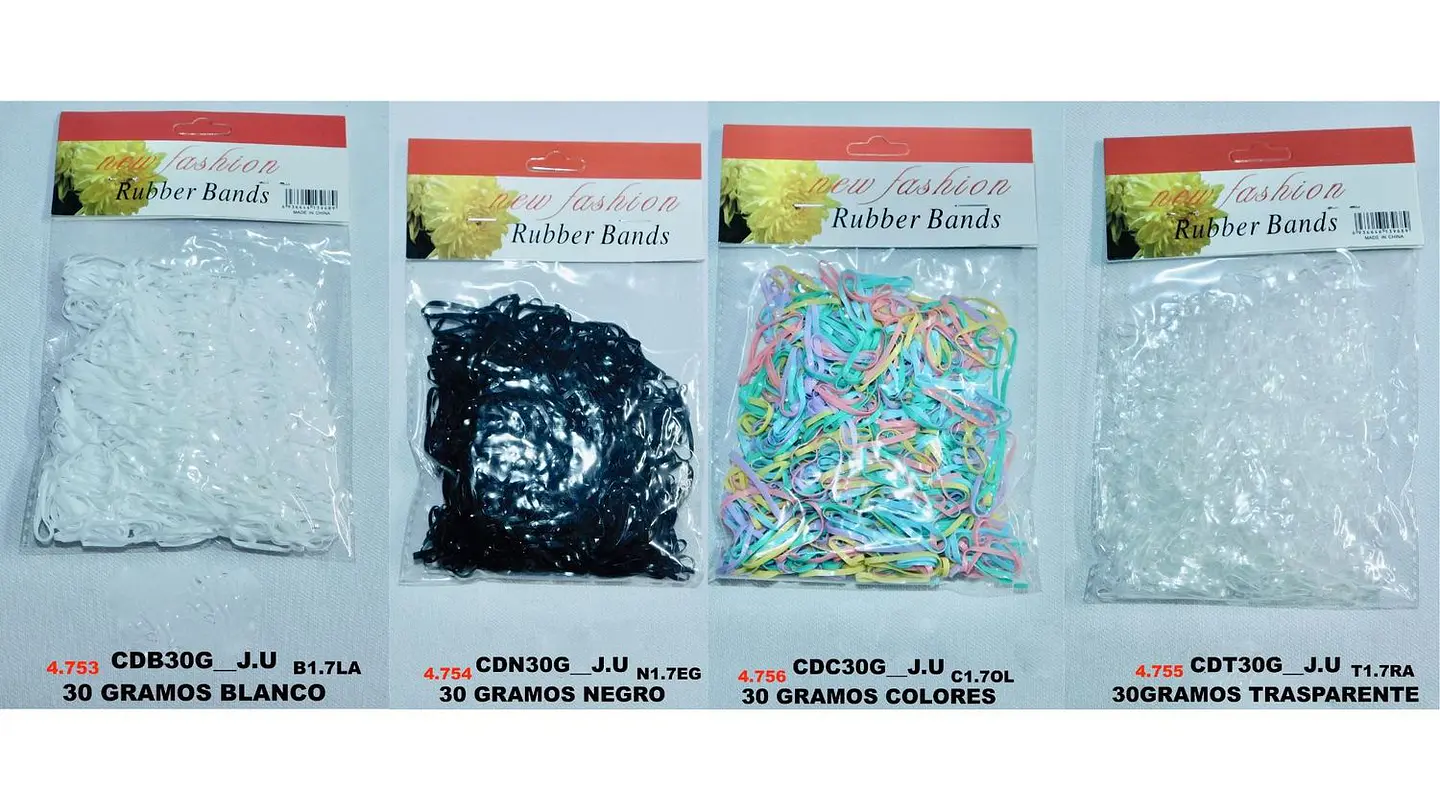 Bandas De Caucho Para El Pelo Ligas Resistentes Bolsas X4 6