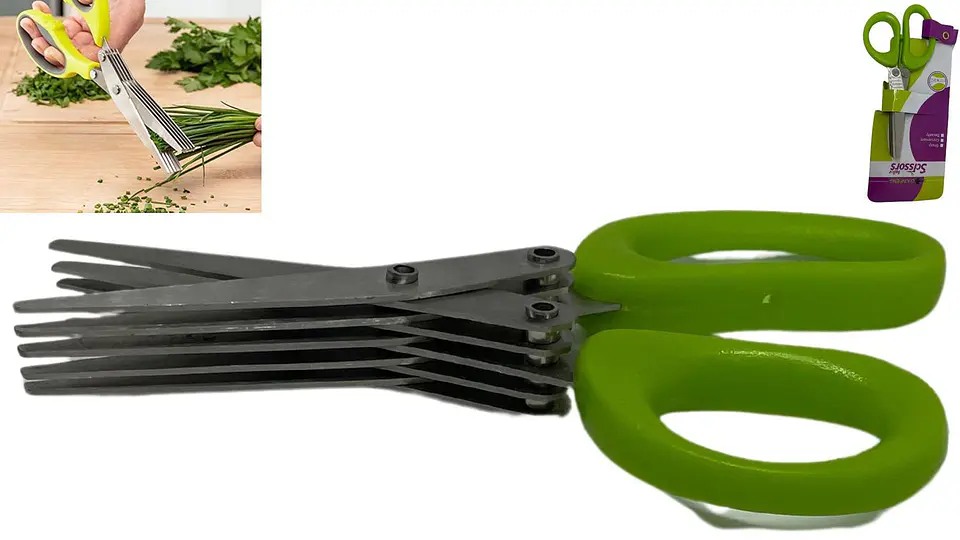 Tijeras Cocina Multiusos Corta Hierbas 5 Cuchillas De Acero 2