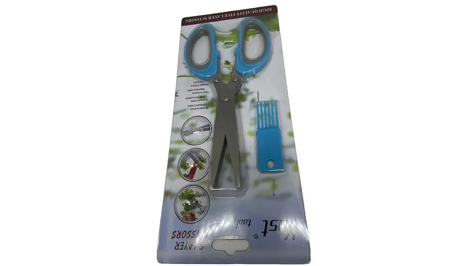 Tijeras Cocina Corta Hierbas 5 Cuchillas De Acero + Cepillo 4