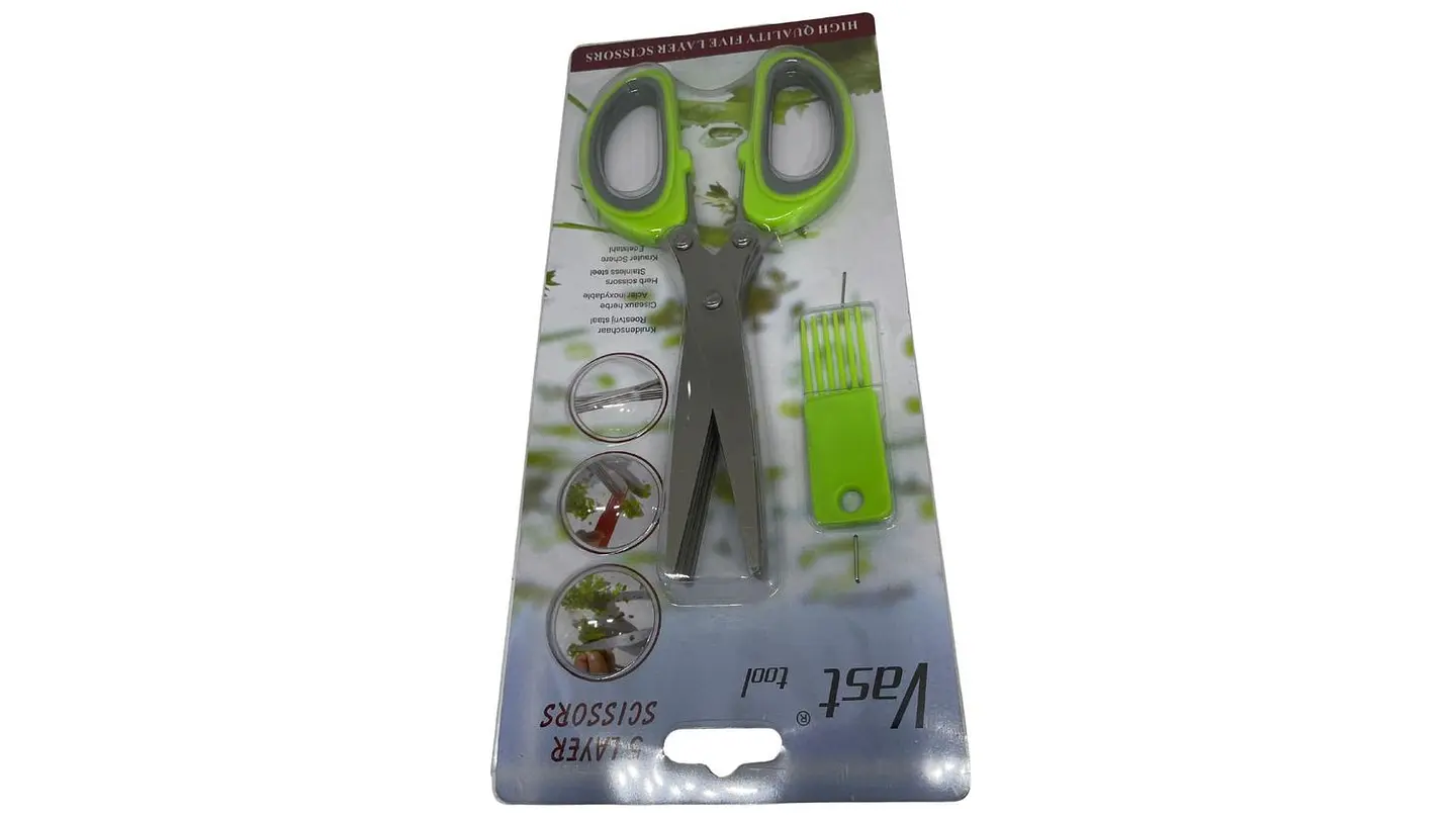 Tijeras Cocina Corta Hierbas 5 Cuchillas De Acero + Cepillo 5