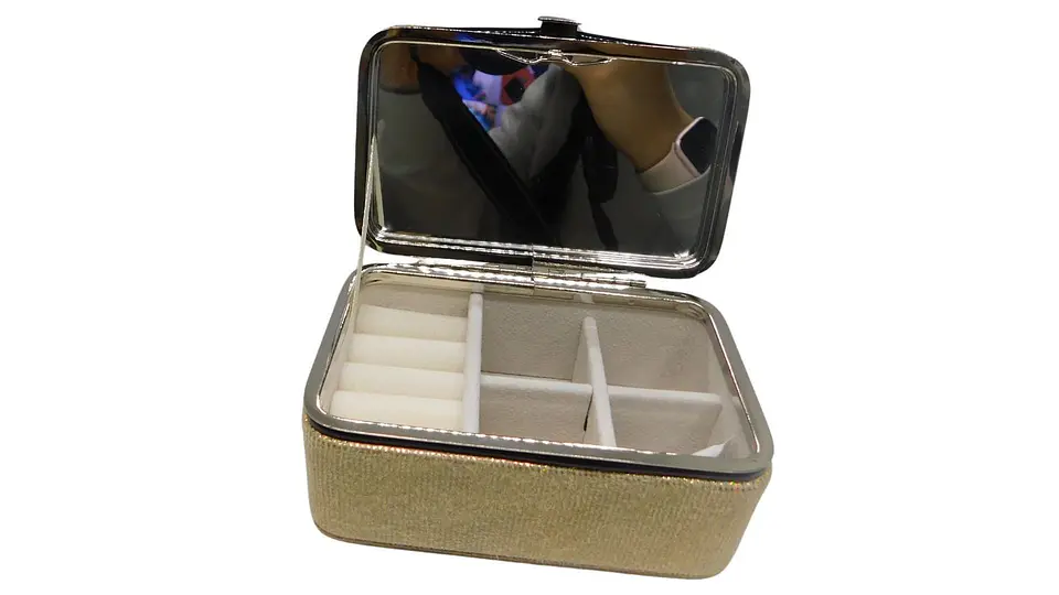 Joyero organizador con espejo de lujo viaje pequeño estuche 4