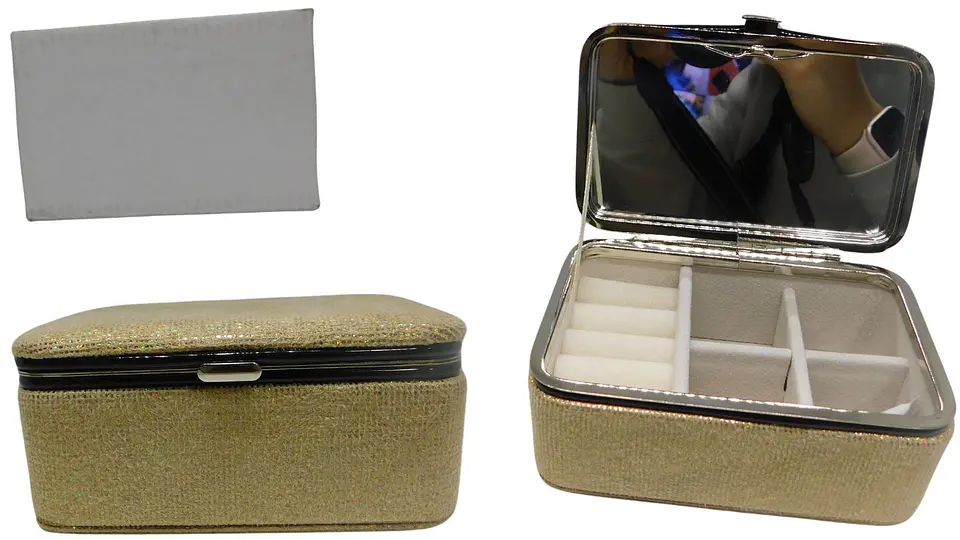 Joyero organizador con espejo de lujo viaje pequeño estuche 7