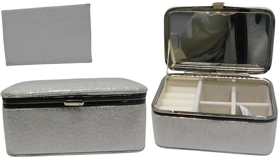 Joyero organizador con espejo de lujo viaje pequeño estuche 8
