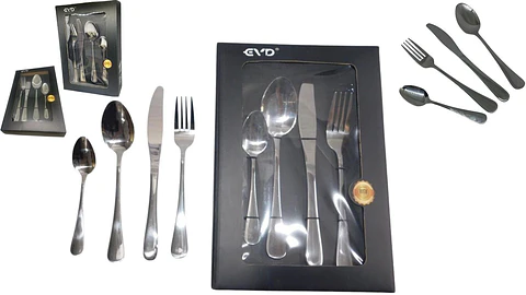 Set Cubiertos 4 Piezas Plateado, Tenedor, Cuchillo, Básicos