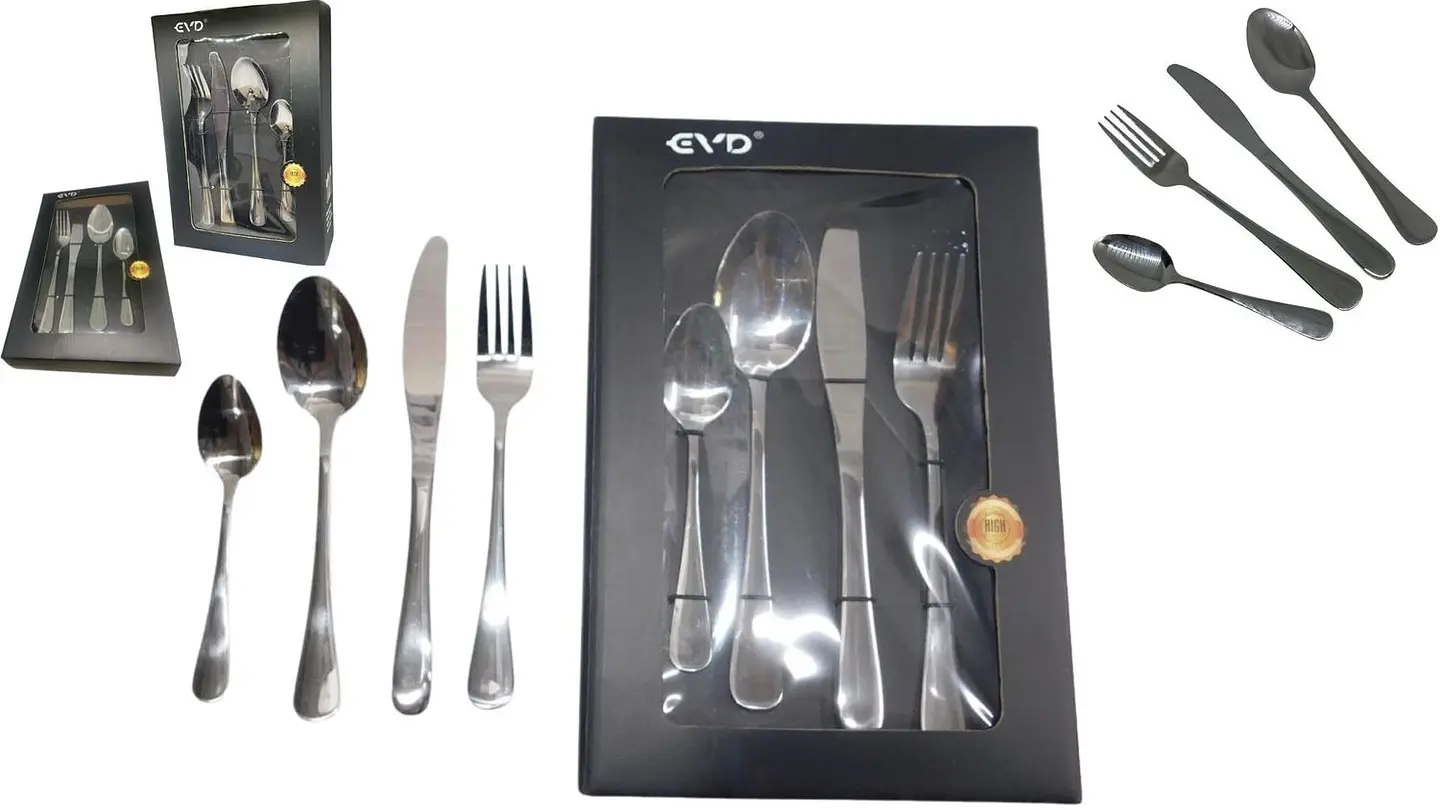 Set Cubiertos 4 Piezas Plateado, Tenedor, Cuchillo, Básicos 1