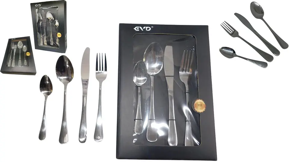 Set Cubiertos 4 Piezas Plateado, Tenedor, Cuchillo, Básicos 1