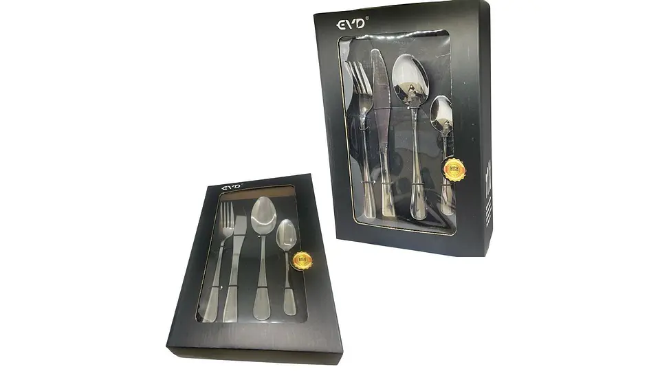 Set Cubiertos 4 Piezas Plateado, Tenedor, Cuchillo, Básicos 4