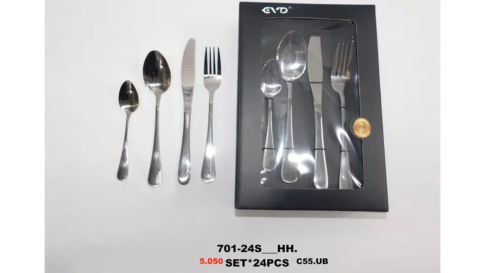 Set Cubiertos 4 Piezas Plateado, Tenedor, Cuchillo, Básicos 5