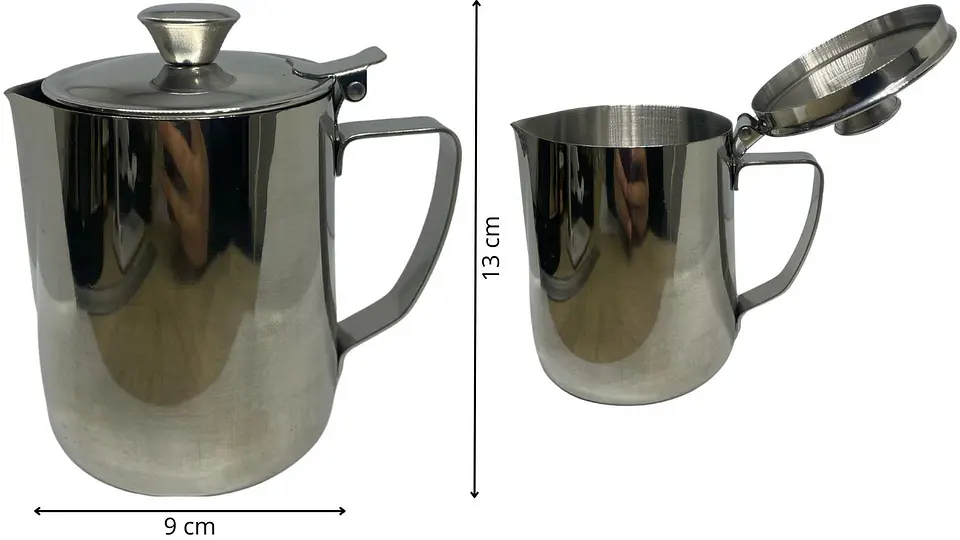 Jarra Lechera Tapa Espuma Café Barista 600ml Acero Inoxidable 2