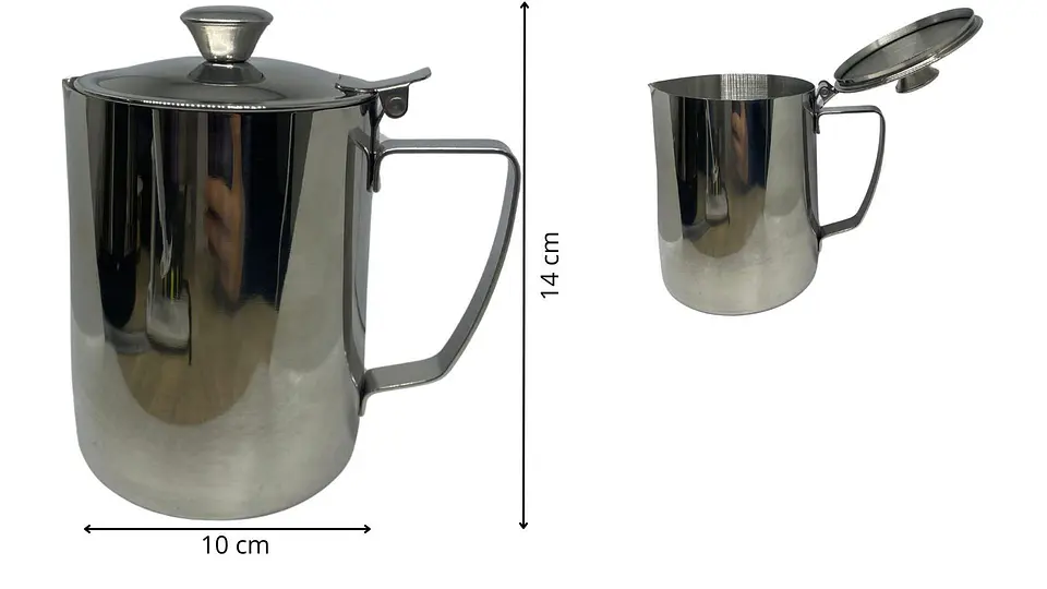 Jarra lechera con tapa Espuma Café Barista 1000ml acero Inoxidable 4