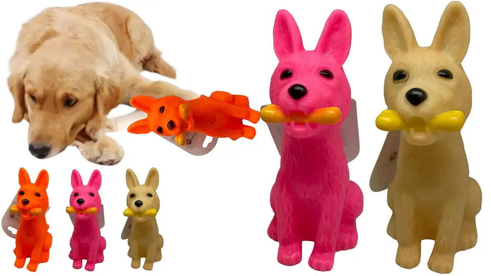 Juguete de goma para mascotas en forma de perro viene en 3 colores 1
