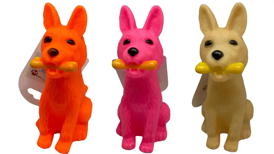 Juguete de goma para mascotas en forma de perro viene en 3 colores 3