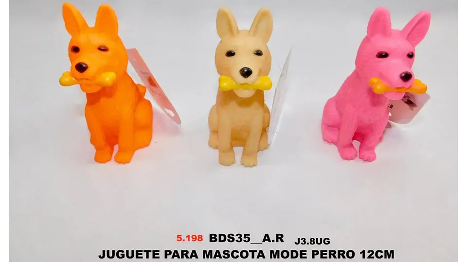Juguete de goma para mascotas en forma de perro viene en 3 colores 4