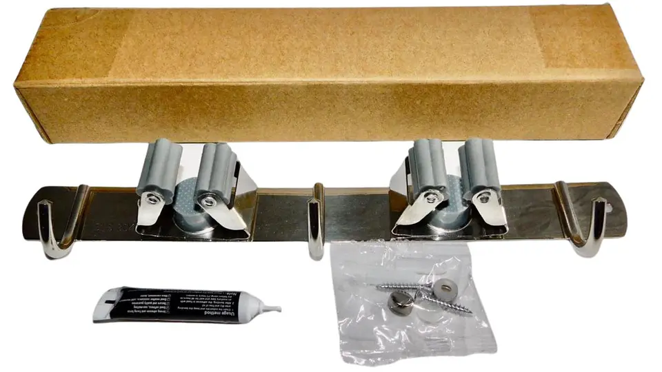 2 Estantes Y 3 Ganchos Soporte De Pared Para escobas, traperos, etc. 2