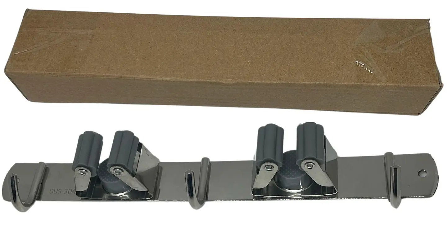 2 Estantes Y 3 Ganchos Soporte De Pared Para escobas, traperos, etc. 4
