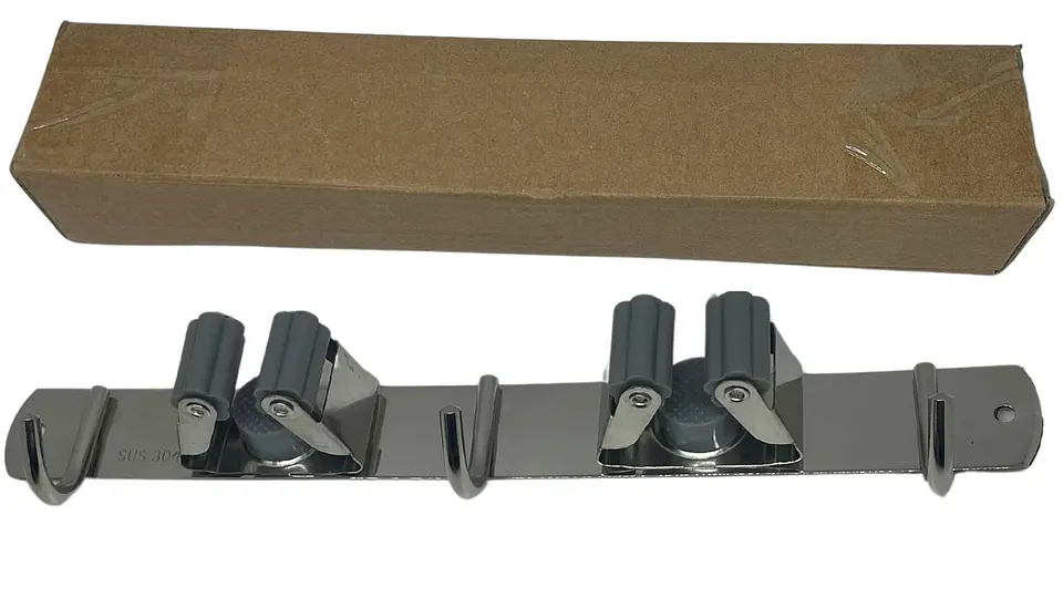2 Estantes Y 3 Ganchos Soporte De Pared Para escobas, traperos, etc. 4