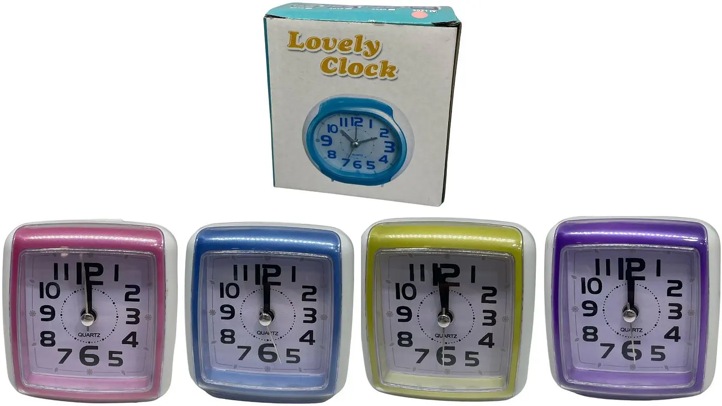 Reloj despertador para mesa cuadrado colores pasteles 8x8cm 1